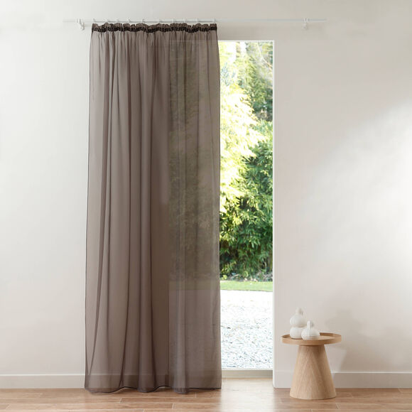 Panneau voile uni finition galon fronceur (gris) Panneau voile uni finition galon fronceur (gris)